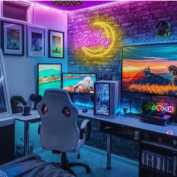 Good Vibes Only LED Neon Sign, Moon Wall Decor for Bedroom,Living Room - Picture 9 of 13